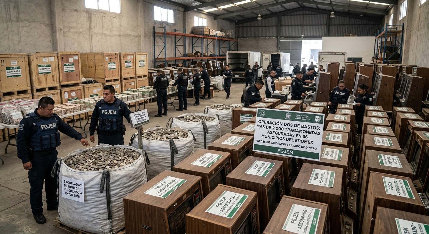 Aseguran más de 2 mil tragamonedas en el Edomex